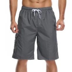 Men's Bathing Suit Board Shorts Swim Shorts Swim Trunks Bermuda shorts Pocket Drawstring with Mesh lining Solid Color Quick Dry Short Casual Holiday Beach Stylish Classic Style Black Navy Blue