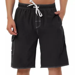 Men's Bathing Suit Board Shorts Swim Shorts Swim Trunks Bermuda shorts Pocket Drawstring with Mesh lining Solid Color Quick Dry Short Casual Holiday Beach Stylish Classic Style Black Navy Blue