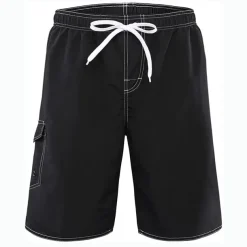 Men's Bathing Suit Board Shorts Swim Shorts Swim Trunks Bermuda shorts Pocket Drawstring with Mesh lining Solid Color Quick Dry Short Casual Holiday Beach Stylish Classic Style Black Navy Blue