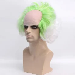 Men's Beetlejuice 2 Cosplay Short Fluffy Wavy Clown Bald Wig For Carnival Party Costume wigs For Adult Halloween Wigs