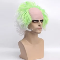 Men's Beetlejuice 2 Cosplay Short Fluffy Wavy Clown Bald Wig For Carnival Party Costume wigs For Adult Halloween Wigs