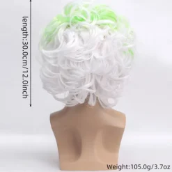 Men's Beetlejuice 2 Cosplay Short Fluffy Wavy Clown Bald Wig For Carnival Party Costume wigs For Adult Halloween Wigs