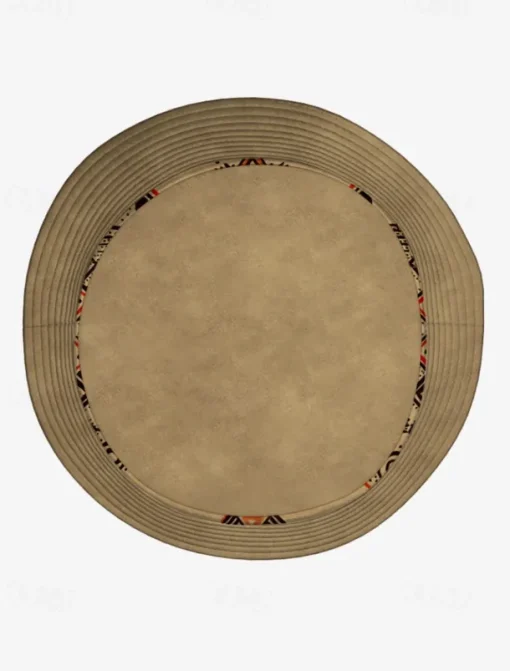 Men's Beige Bucket Hat with Ethnic Geometric Print - Stylish Summer Hat for Outdoor Adventures and Festivals