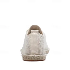Men's Beige Canvas Lace-Up Espadrille Shoes with Jute Rope Sole – Comfortable Summer Casual Footwear