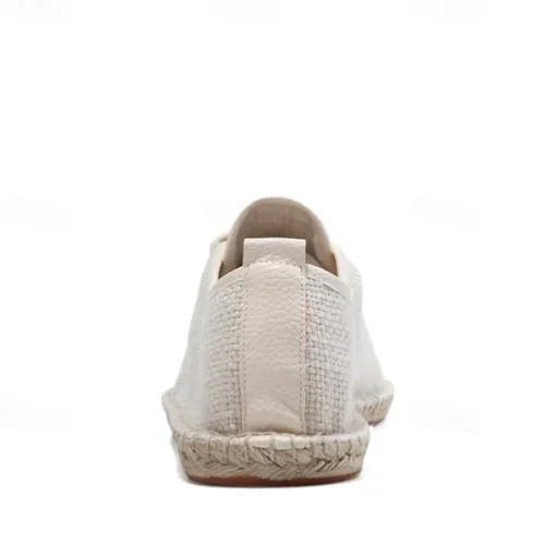 Men's Beige Canvas Lace-Up Espadrille Shoes with Jute Rope Sole – Comfortable Summer Casual Footwear