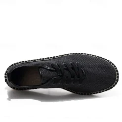 Men's Beige Canvas Lace-Up Espadrille Shoes with Jute Rope Sole – Comfortable Summer Casual Footwear