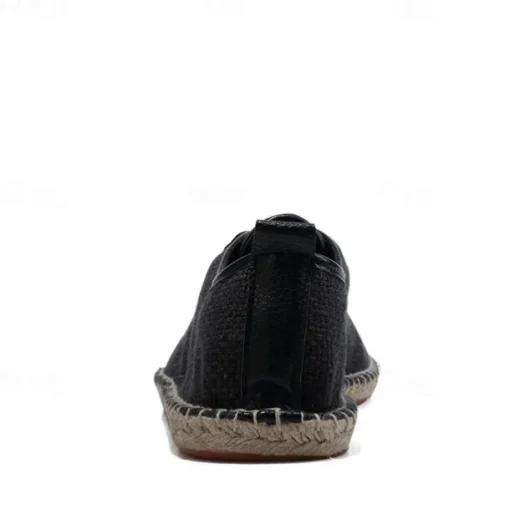 Men's Beige Canvas Lace-Up Espadrille Shoes with Jute Rope Sole – Comfortable Summer Casual Footwear