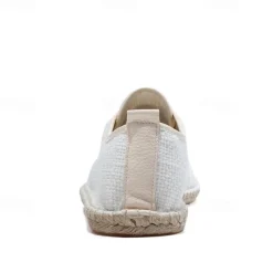 Men's Beige Canvas Lace-Up Espadrille Shoes with Jute Rope Sole – Comfortable Summer Casual Footwear