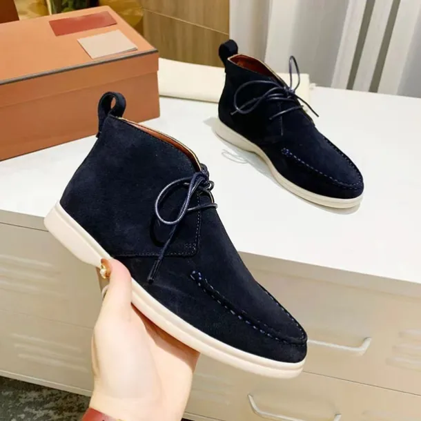 Men's Beige Faux Suede Chukka Boots with Lace-Up Design – Casual Lightweight Ankle Boots for Everyday Wear