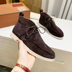 Men's Beige Faux Suede Chukka Boots with Lace-Up Design – Casual Lightweight Ankle Boots for Everyday Wear