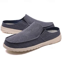 Men's Beige Slip-On Loafers with Comfortable Canvas Upper, Casual Shoes for Everyday Wear