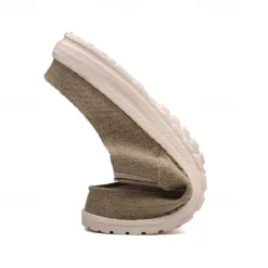 Men's Beige Slip-On Loafers with Comfortable Canvas Upper, Casual Shoes for Everyday Wear