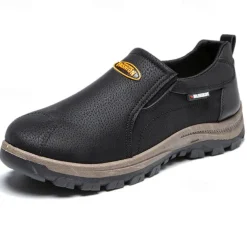 Men's Beige Slip-On Outdoor Shoes with Non-Slip Rugged Sole and Black Accents – Comfortable Casual Footwear for Everyday Use