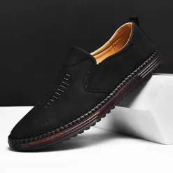 Men's Beige Suede Slip-On Loafers – Handmade Casual Moccasin Shoes for Daily Wear