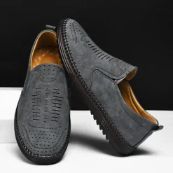 Men's Beige Suede Slip-On Loafers – Handmade Casual Moccasin Shoes for Daily Wear