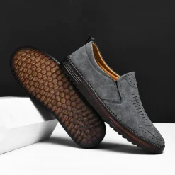 Men's Beige Suede Slip-On Loafers – Handmade Casual Moccasin Shoes for Daily Wear