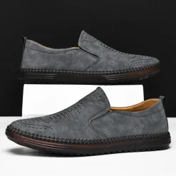 Men's Beige Suede Slip-On Loafers – Handmade Casual Moccasin Shoes for Daily Wear