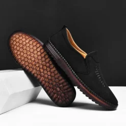 Men's Beige Suede Slip-On Loafers – Handmade Casual Moccasin Shoes for Daily Wear