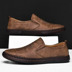 Men's Beige Suede Slip-On Loafers – Handmade Casual Moccasin Shoes for Daily Wear