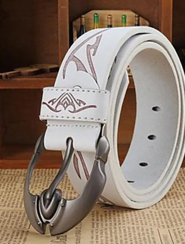 Men's Belt Faux Leather Belt Frame Buckle Black Brown Faux Leather Leather Active Fashion Work Tribal