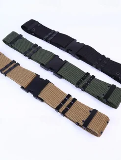 Men's Belt Tactical Belt Nylon Web Work Belt Black Brown Straw Military Army Plain Daily Wear Going out Weekend