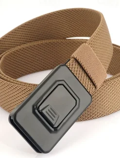 Men's Belt Tactical Belt Waist Belt Black Kakhi Alumium Alloy Durable Adjustable Plain Outdoor Daily