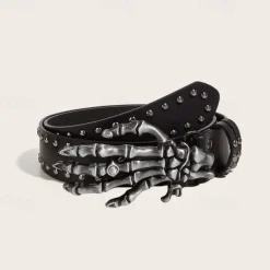 Men's Belt Waist Belt Black PU Alloy Fashion Cool Plain Outdoor Daily