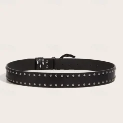 Men's Belt Waist Belt Black PU Alloy Fashion Cool Plain Outdoor Daily