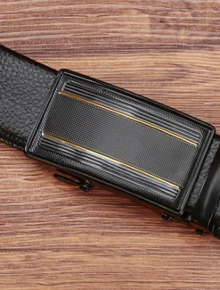 Men's Belt Waist Belt Black 1# Black 2# PU Alloy Durable Adjustable Plain Outdoor Daily