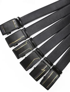 Men's Belt Waist Belt Black 1# Black 2# PU Alloy Durable Adjustable Plain Outdoor Daily
