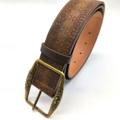 Men's Belt Waist Belt Brown Alloy Durable Adjustable Floral Outdoor Daily