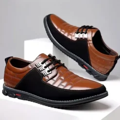 Men's Black and White Faux Leather Sneakers with Sporty Design – Comfortable and Fashionable Footwear for Casual Days, Travel and Weekend Outings