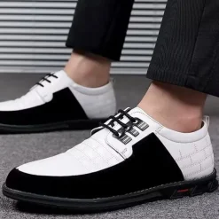 Men's Black and White Faux Leather Sneakers with Sporty Design – Comfortable and Fashionable Footwear for Casual Days, Travel and Weekend Outings