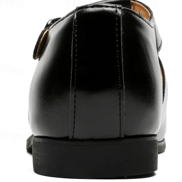 Men's Black Faux Leather Fisherman Sandals with Buckle Strap and Cutout Design, Stylish and Comfortable for Casual, Outdoor and Summer Wear