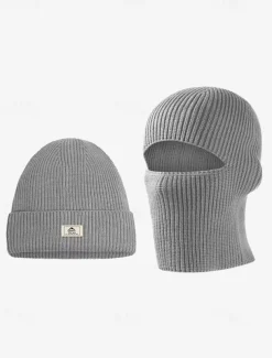 Men's Black Knitted Beanie with Removable Balaclava - Warm and Versatile Winter Hat for Outdoor Activities and Sports