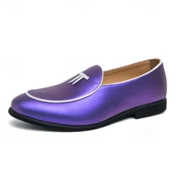 Men's Black Patent Faux Leather Loafers with Yellow Trim and Tassel Detail - Stylish Slip-On Shoes for Wedding, Formal Events and Parties