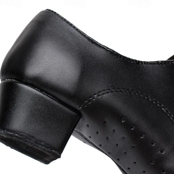 Men's Black Patent Leather Dance Shoes with Lace-Up Design – Comfortable Ballroom & Social Dance Shoes with Low Heel and Soft Suede Sole