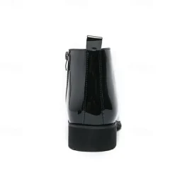Men's Black Patent Leather Dress Boots – Stylish Lace-Up, Formal and Casual Wear, Perfect for Events and Work