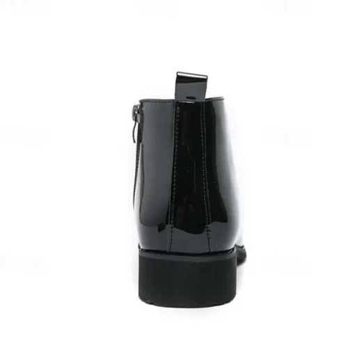 Men's Black Patent Leather Dress Boots – Stylish Lace-Up, Formal and Casual Wear, Perfect for Events and Work