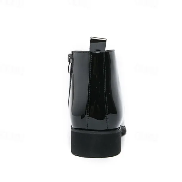 Men's Black Patent Leather Dress Boots – Stylish Lace-Up, Formal and Casual Wear, Perfect for Events and Work