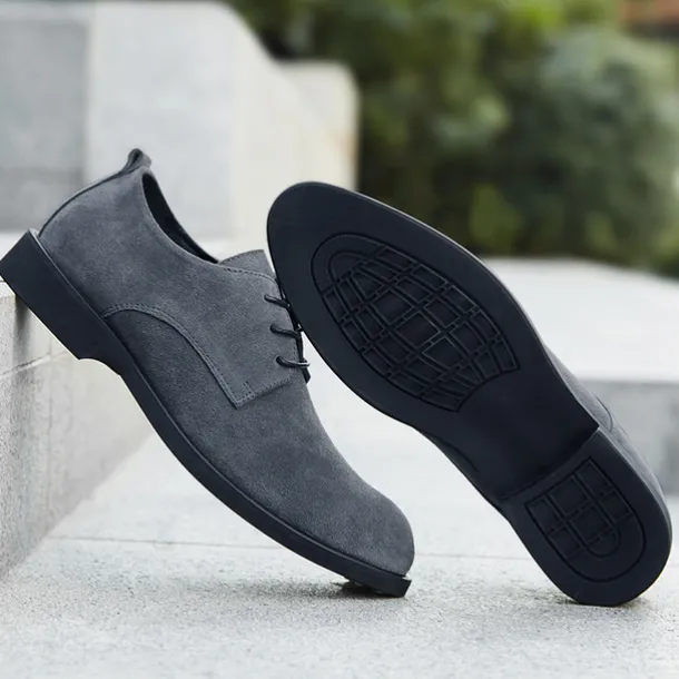 Men's Black Suede Oxford Shoes – Classic Lace-Up Design with Non-Slip Sole for Casual and Formal Occasions