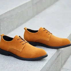 Men's Black Suede Oxford Shoes – Classic Lace-Up Design with Non-Slip Sole for Casual and Formal Occasions