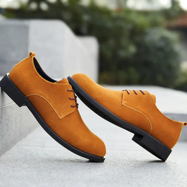 Men's Black Suede Oxford Shoes – Classic Lace-Up Design with Non-Slip Sole for Casual and Formal Occasions