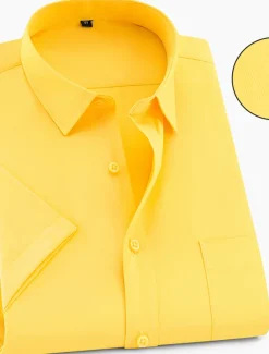 Men's Black White Yellow Pink Short Sleeve Square Neck Summer Clothing Apparel Print