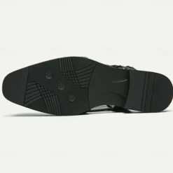 Men's Black Woven Leather Sandals - Stylish Open-Toe Slingback Shoes with Buckle Strap