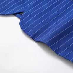 Men's Blazer Business Cocktail Party Wedding Party Fashion Casual Spring & Fall Polyester Stripes Pocket Buttons Comfortable Double Breasted Blazer Blue Purple Orange