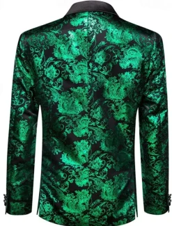 Men's Blazer Business Cocktail Party Wedding Party Party Spring & Fall Polyester Bronzing Pocket Buttons Comfortable Single Breasted Blazer Red Blue Purple Gold