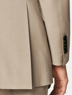 Men's Blazer Formal Wedding Party Lined Daily Party Spring & Fall Autumn / Fall Polyester Solid Color Button Thermal Warm Comfy Double Breasted Blazer khaki