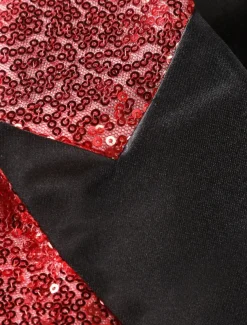 Men's Blazer Jacket Blazer Peaked Lapel Streetwear Party Sparkle Sequin Black Silver Blue Regular Fit