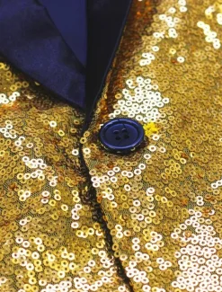 Men's Blazer Jacket Blazer Shawl Collar Party Sparkle Casual Solid Colored Silver Black Wine Regular Fit Single Breasted One-button